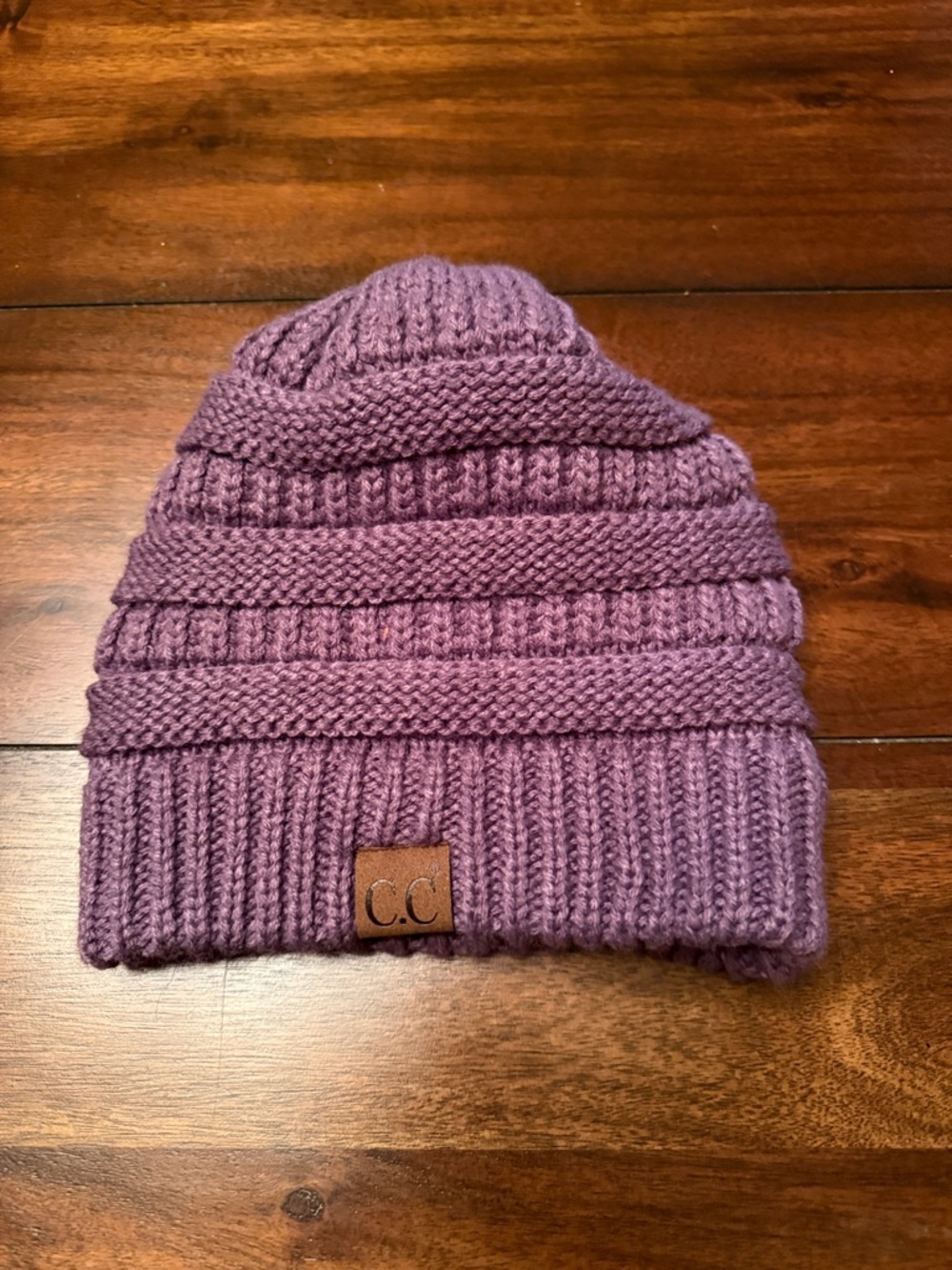 C.C‎ Lavender Ribbed Knit Beanie with Fold Cuff